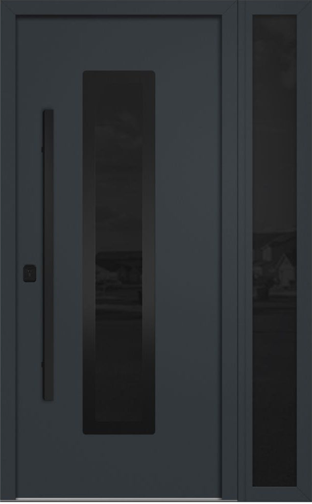 Nova Inox S1 Modern Exterior Single Door W/ (1) 12" Sidelight - Unit 50x81 3/8 Black Stainless Steel - Gray - Doors and Beyond