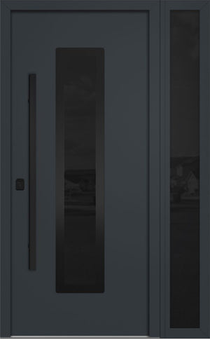 Nova Inox S1 Modern Exterior Single Door W/ (1) 12" Sidelight - Unit 50x81 3/8 Black Stainless Steel - Gray - Doors and Beyond