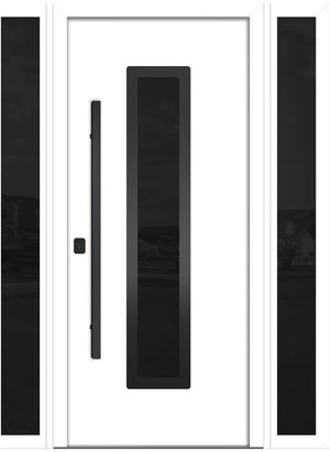 Nova Inox S1 Modern Exterior Single Door W/ (2) 12" Sidelight - Unit 62x81 3/8 Black Stainless Steel - White - Doors and Beyond