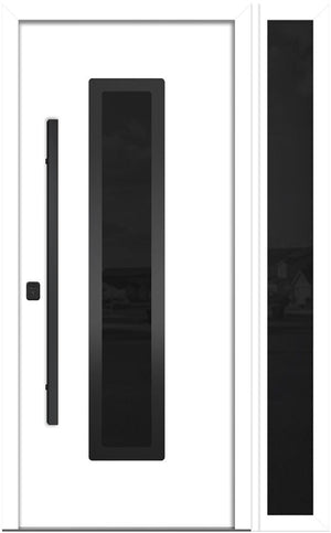 Nova Inox S1 Modern Exterior Single Door W/ (1) 12" Sidelight - Unit 50x81 3/8 Black Stainless Steel - White - Doors and Beyond