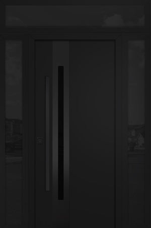 Nova Inox S2 Modern Exterior Single Door 36x80 with 2 Sidelight and Transom - Unit 62x95 1/2 Black Stainless Steel - Black - Doors and Beyond
