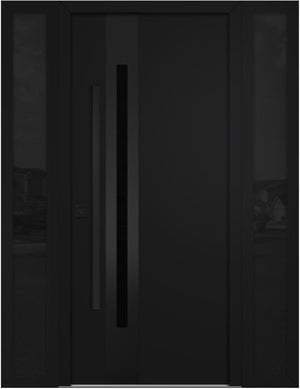 Nova Inox S2 Modern Exterior Single Door W/ (2) 12" Sidelight - Unit 62x81 3/8 Black Stainless Steel - Black - Doors and Beyond