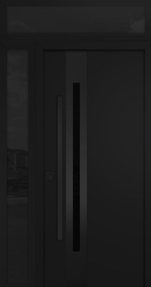 Nova Inox S2 Modern Exterior Single Door 36x80 with Sidelight and Transom - Unit 50x95 1/2 Black Stainless Steel - Black - Doors and Beyond