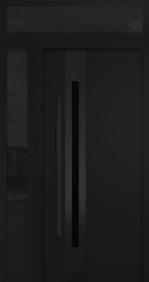 Nova Inox S2 Modern Exterior Single Door 36x80 with Sidelight and Transom - Unit 50x95 1/2 Black Stainless Steel - Black - Doors and Beyond