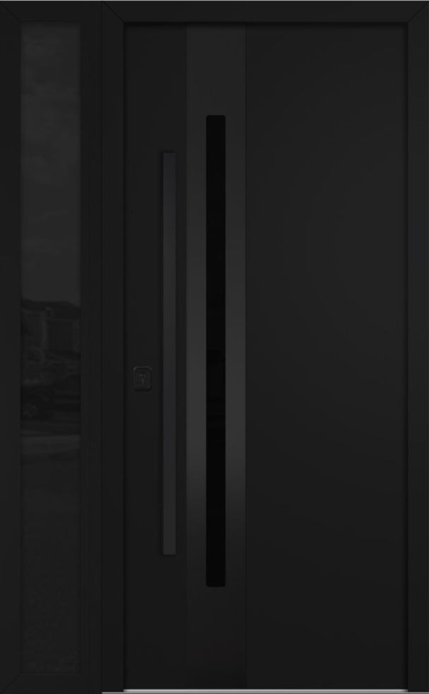 Nova Inox S2 Modern Exterior Single Door W/ (1) 12" Sidelight - Unit 50x81 3/8 Black Stainless Steel - Black - Doors and Beyond