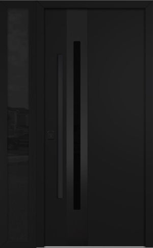 Nova Inox S2 Modern Exterior Single Door W/ (1) 12" Sidelight - Unit 50x81 3/8 Black Stainless Steel - Black - Doors and Beyond