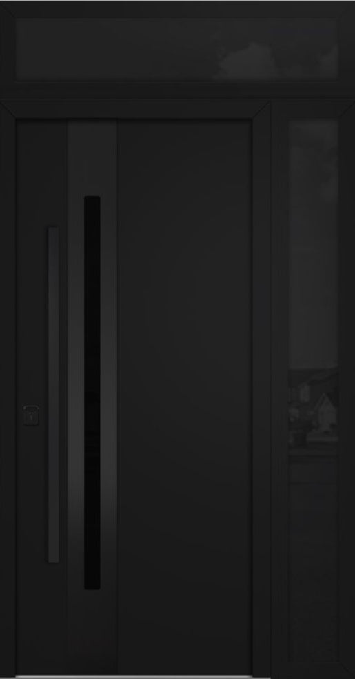Nova Inox S2 Modern Exterior Single Door 36x80 with Sidelight and Transom - Unit 50x95 1/2 Black Stainless Steel - Black - Doors and Beyond