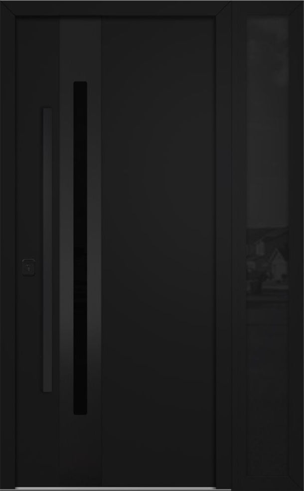 Nova Inox S2 Modern Exterior Single Door W/ (1) 12" Sidelight - Unit 50x81 3/8 Black Stainless Steel - Black - Doors and Beyond