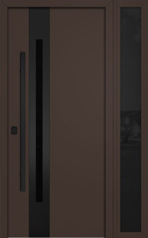 Nova Inox S2 Modern Exterior Single Door W/ (1) 12" Sidelight - Unit 50x81 3/8 Black Stainless Steel - Brown - Doors and Beyond