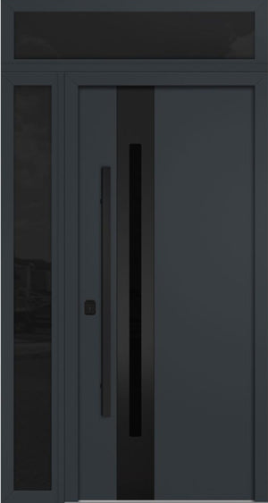 Nova Inox S2 Modern Exterior Single Door 36x80 with Sidelight and Transom - Unit 50x95 1/2 Black Stainless Steel - Gray - Doors and Beyond