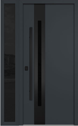 Nova Inox S2 Modern Exterior Single Door W/ (1) 12" Sidelight - Unit 50x81 3/8 Black Stainless Steel - Gray - Doors and Beyond