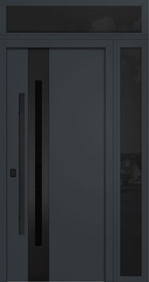 Nova Inox S2 Modern Exterior Single Door 36x80 with Sidelight and Transom - Unit 50x95 1/2 Black Stainless Steel - Gray - Doors and Beyond