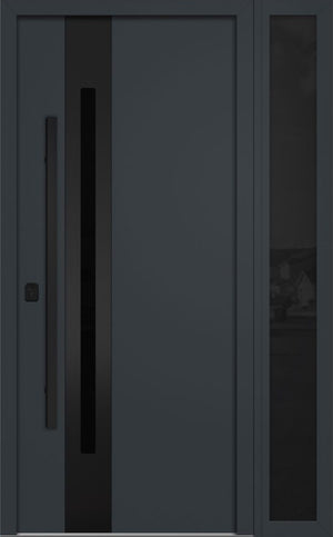 Nova Inox S2 Modern Exterior Single Door W/ (1) 12" Sidelight - Unit 50x81 3/8 Black Stainless Steel - Gray - Doors and Beyond
