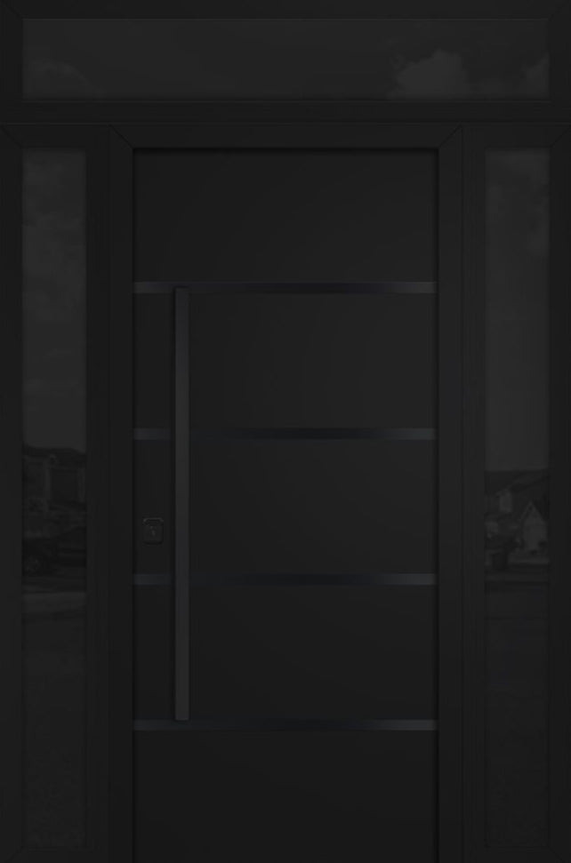 Nova Inox S3 Modern Exterior Single Door 36x80 with 2 Sidelight and Transom - Unit 62x95 1/2 Black Stainless Steel - Black - Doors and Beyond
