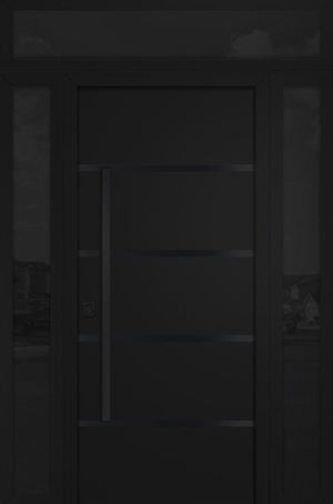 Nova Inox S3 Modern Exterior Single Door 36x80 with 2 Sidelight and Transom - Unit 62x95 1/2 Black Stainless Steel - Black - Doors and Beyond