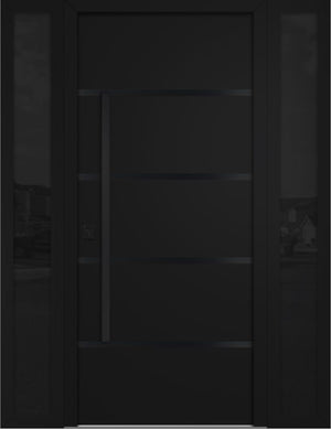 Nova Inox S3 Modern Exterior Single Door W/ (2) 12" Sidelight - Unit 62x81 3/8 Black Stainless Steel - Black - Doors and Beyond