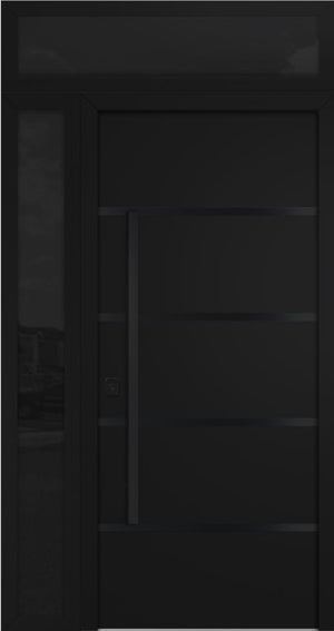 Nova Inox S3 Modern Exterior Single Door 36x80 with Sidelight and Transom - Unit 50x95 1/2 Black Stainless Steel - Black - Doors and Beyond