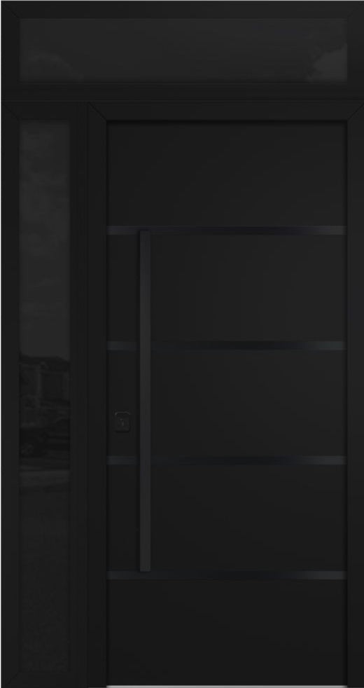 Nova Inox S3 Modern Exterior Single Door 36x80 with Sidelight and Transom - Unit 50x95 1/2 Black Stainless Steel - Black - Doors and Beyond