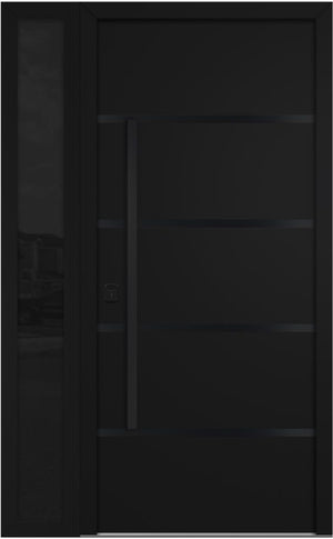 Nova Inox S3 Modern Exterior Single Door W/ (1) 12" Sidelight - Unit 50x81 3/8 Black Stainless Steel - Black - Doors and Beyond
