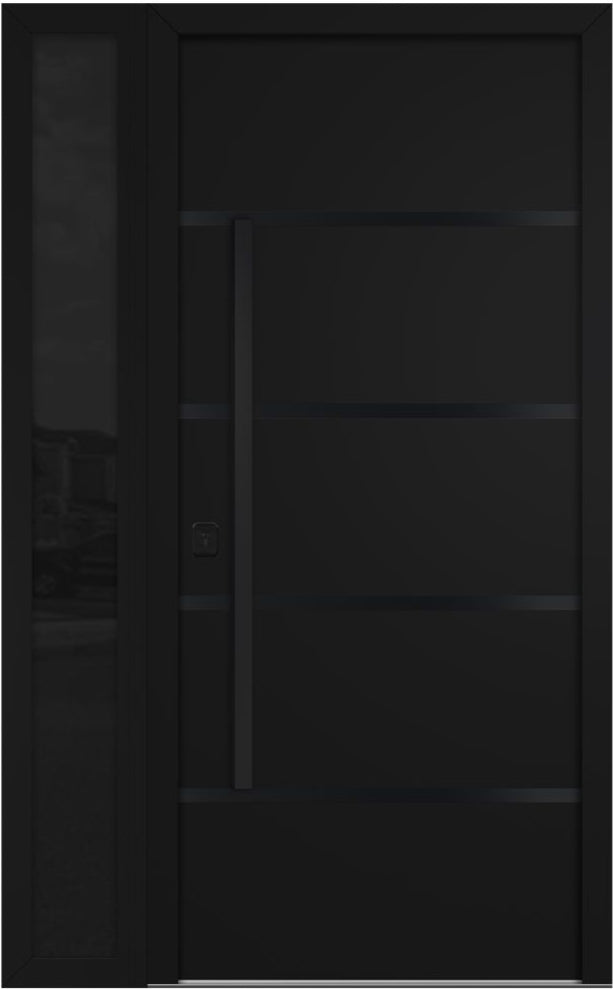 Nova Inox S3 Modern Exterior Single Door W/ (1) 12" Sidelight - Unit 50x81 3/8 Black Stainless Steel - Black - Doors and Beyond