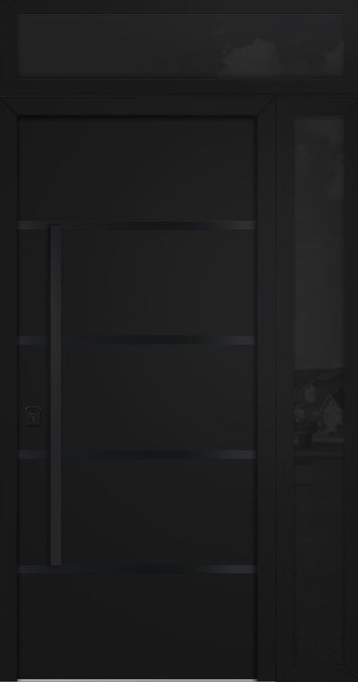 Nova Inox S3 Modern Exterior Single Door 36x80 with Sidelight and Transom - Unit 50x95 1/2 Black Stainless Steel - Black - Doors and Beyond