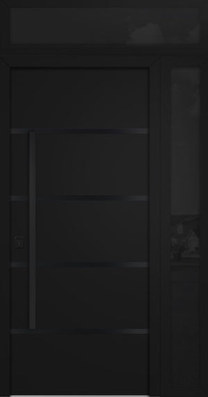 Nova Inox S3 Modern Exterior Single Door 36x80 with Sidelight and Transom - Unit 50x95 1/2 Black Stainless Steel - Black - Doors and Beyond