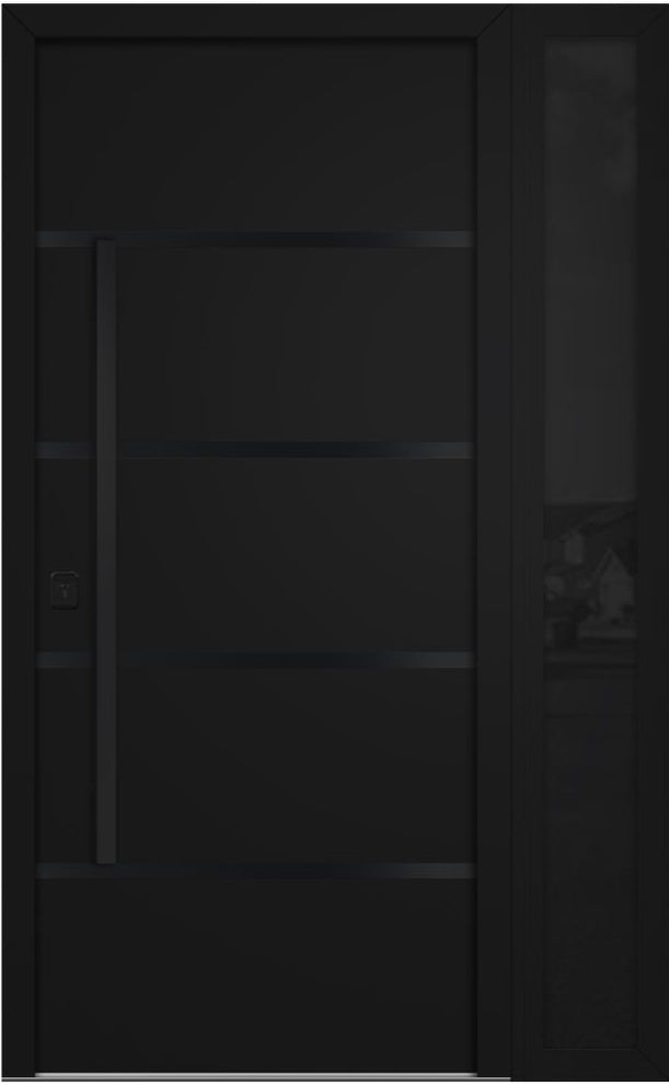 Nova Inox S3 Modern Exterior Single Door W/ (1) 12" Sidelight - Unit 50x81 3/8 Black Stainless Steel - Black - Doors and Beyond