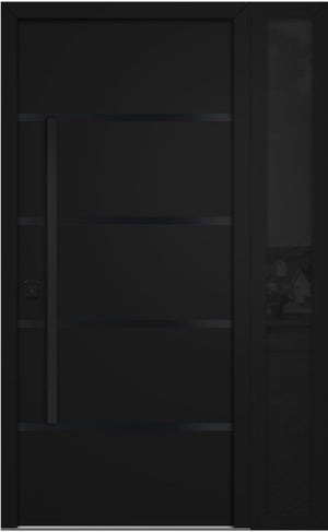Nova Inox S3 Modern Exterior Single Door W/ (1) 12" Sidelight - Unit 50x81 3/8 Black Stainless Steel - Black - Doors and Beyond
