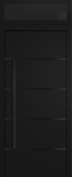 Nova Inox S3 Modern Exterior Single Door 36x80 Black Stainless Steel with Transom - Unit Size 38 x 95 1/2”- Black - Doors and Beyond