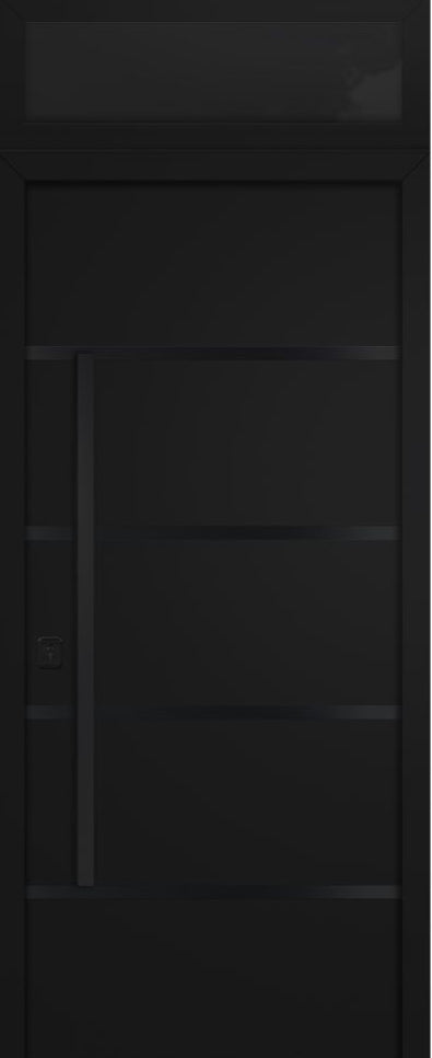 Nova Inox S3 Modern Exterior Single Door 36x80 Black Stainless Steel with Transom - Unit Size 38 x 95 1/2”- Black - Doors and Beyond