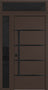Nova Inox S3 Modern Exterior Single Door 36x80 with Sidelight and Transom - Unit 50x95 1/2 Black Stainless Steel - Brown