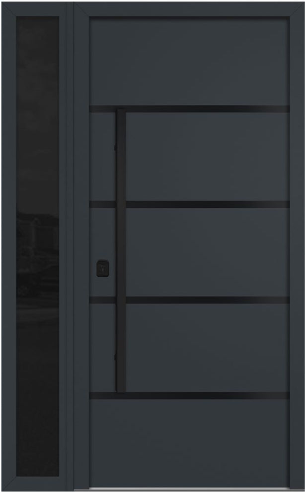 Nova Inox S3 Modern Exterior Single Door W/ (1) 12" Sidelight - Unit 50x81 3/8 Black Stainless Steel - Gray - Doors and Beyond