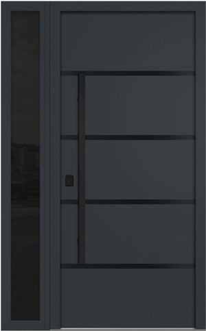 Nova Inox S3 Modern Exterior Single Door W/ (1) 12" Sidelight - Unit 50x81 3/8 Black Stainless Steel - Gray - Doors and Beyond