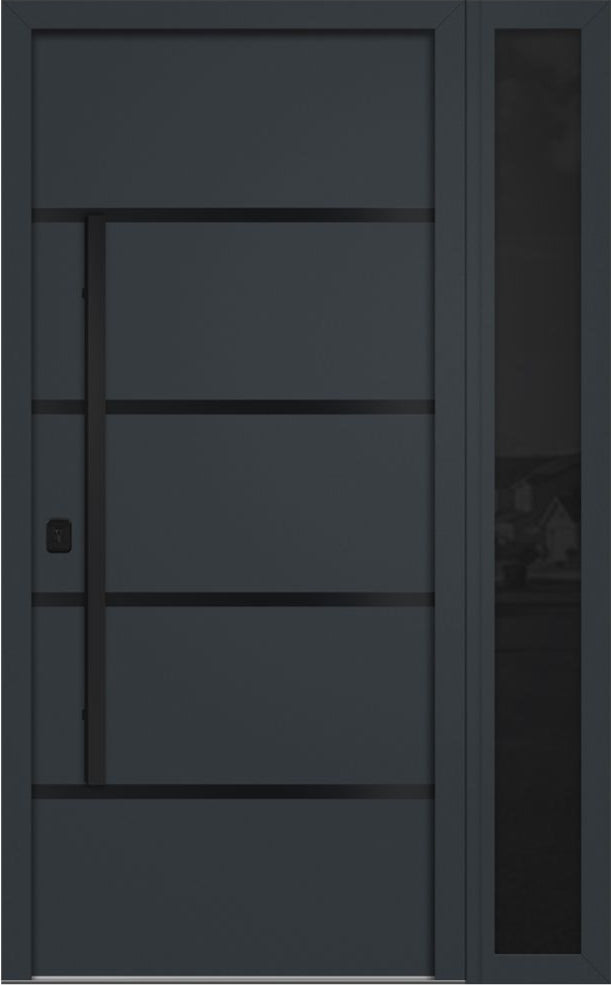 Nova Inox S3 Modern Exterior Single Door W/ (1) 12" Sidelight - Unit 50x81 3/8 Black Stainless Steel - Gray - Doors and Beyond