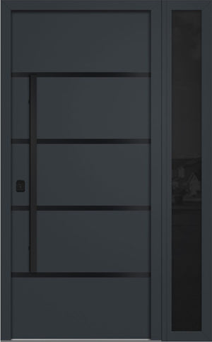 Nova Inox S3 Modern Exterior Single Door W/ (1) 12" Sidelight - Unit 50x81 3/8 Black Stainless Steel - Gray - Doors and Beyond