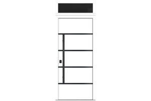 Nova Inox S3 Modern Exterior Single Door 36x80 Black Stainless Steel with Transom - Unit Size 38 x 95 1/2”- White - Doors and Beyond