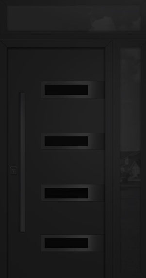 Nova Inox S4 Modern Exterior Single Door 36x80 with Sidelight and Transom - Unit 50x95 1/2 Black Stainless Steel - Black - Doors and Beyond