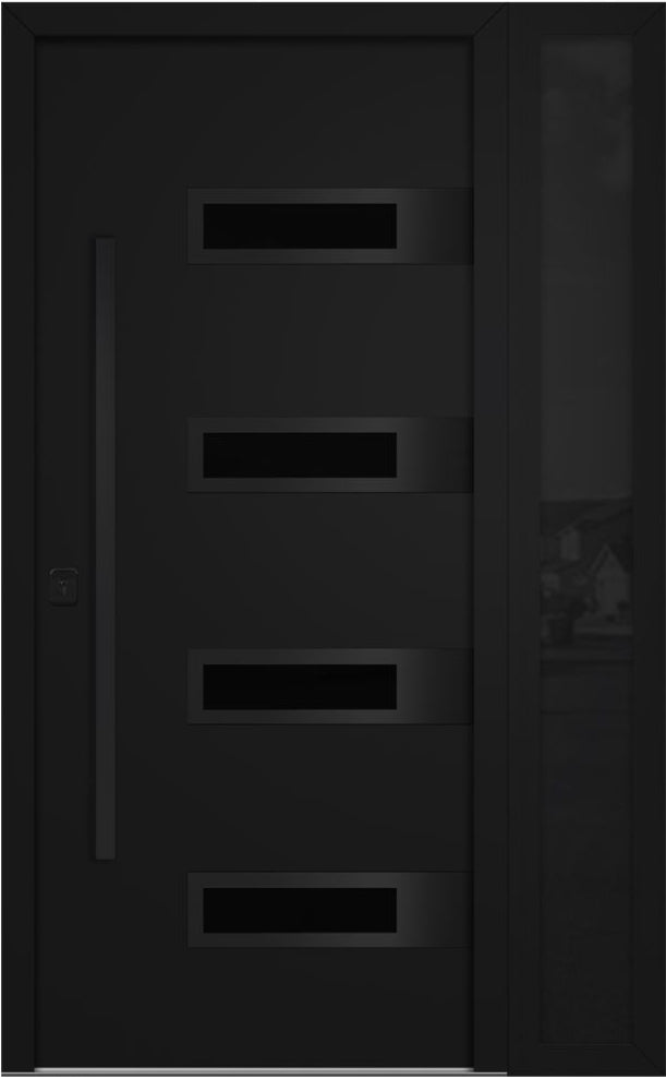 Nova Inox S4 Modern Exterior Single Door W/ (1) 12" Sidelight - Unit 50x81 3/8 Black Stainless Steel - Black - Doors and Beyond