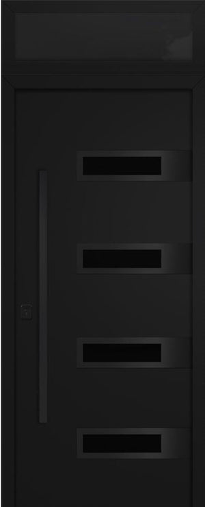 Nova Inox S4 Modern Exterior Single Door 36x80 Black Stainless Steel with Transom - Unit Size 38 x 95 1/2”- Black - Doors and Beyond