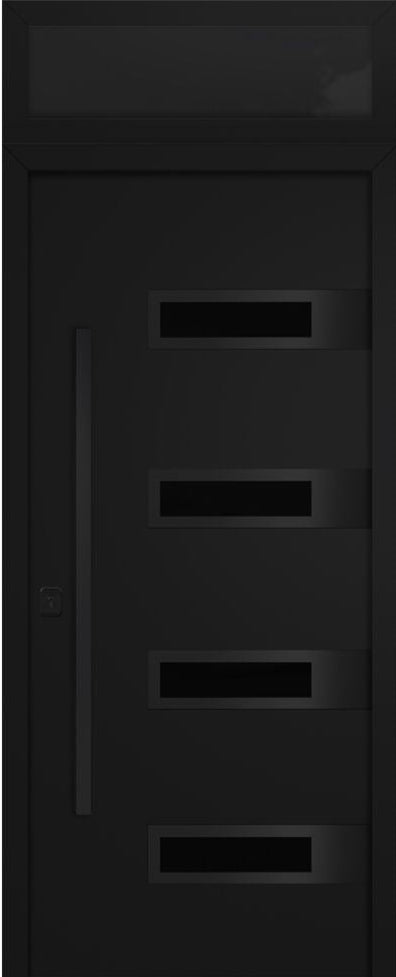 Nova Inox S4 Modern Exterior Single Door 36x80 Black Stainless Steel with Transom - Unit Size 38 x 95 1/2”- Black - Doors and Beyond