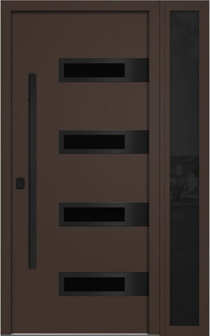 Nova Inox S4 Modern Exterior Single Door W/ (1) 12" Sidelight - Unit 50x81 3/8 Black Stainless Steel - Brown - Doors and Beyond