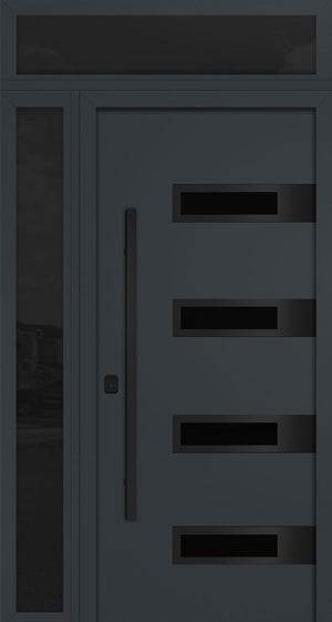 Nova Inox S4 Modern Exterior Single Door 36x80 with Sidelight and Transom - Unit 50x95 1/2 Black Stainless Steel - Gray - Doors and Beyond