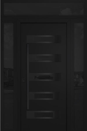 Nova Inox S5 Modern Exterior Single Door 36x80 with 2 Sidelight and Transom - Unit 62x95 1/2 Black Stainless Steel - Black - Doors and Beyond