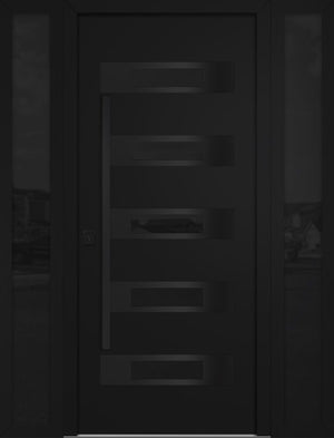 Nova Inox S5 Modern Exterior Single Door W/ (2) 12" Sidelight - Unit 62x81 3/8 Black Stainless Steel - Black - Doors and Beyond