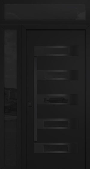 Nova Inox S5 Modern Exterior Single Door 36x80 with Sidelight and Transom - Unit 50x95 1/2 Black Stainless Steel - Black - Doors and Beyond