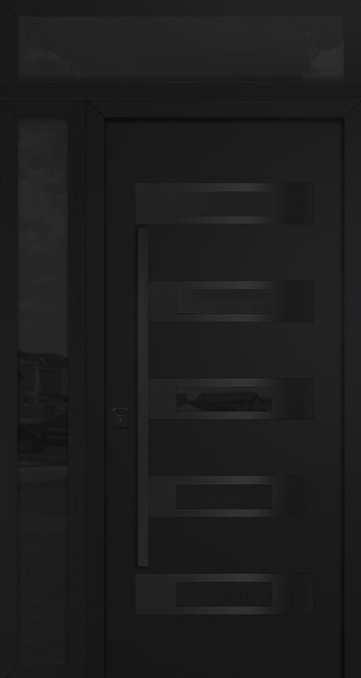 Nova Inox S5 Modern Exterior Single Door 36x80 with Sidelight and Transom - Unit 50x95 1/2 Black Stainless Steel - Black - Doors and Beyond