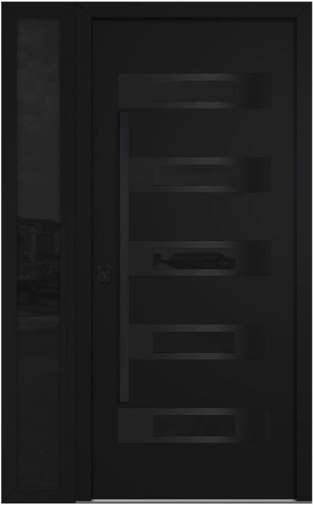 Nova Inox S5 Modern Exterior Single Door W/ (1) 12" Sidelight - Unit 50x81 3/8 Black Stainless Steel - Black - Doors and Beyond