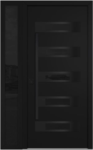 Nova Inox S5 Modern Exterior Single Door W/ (1) 12" Sidelight - Unit 50x81 3/8 Black Stainless Steel - Black - Doors and Beyond