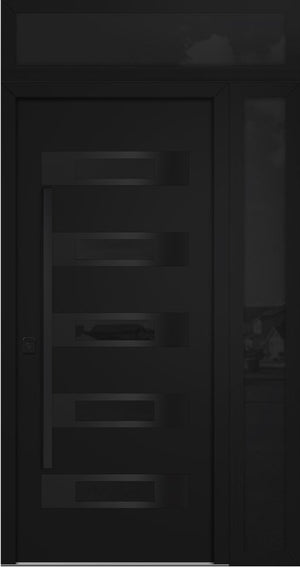 Nova Inox S5 Modern Exterior Single Door 36x80 with Sidelight and Transom - Unit 50x95 1/2 Black Stainless Steel - Black - Doors and Beyond