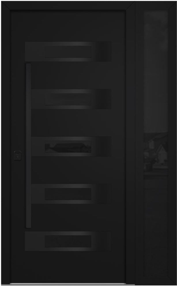 Nova Inox S5 Modern Exterior Single Door W/ (1) 12" Sidelight - Unit 50x81 3/8 Black Stainless Steel - Black - Doors and Beyond